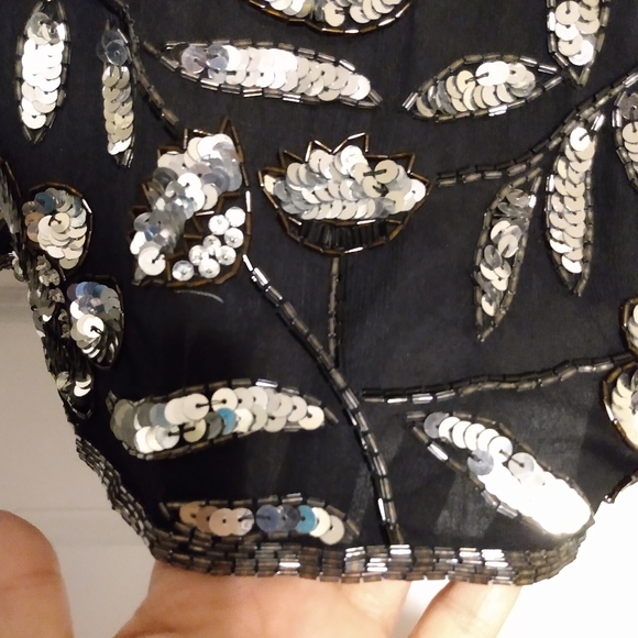 Lawrence Kazar Vintage Sequin and beaded Silk Top 2X - Picture 4 of 9